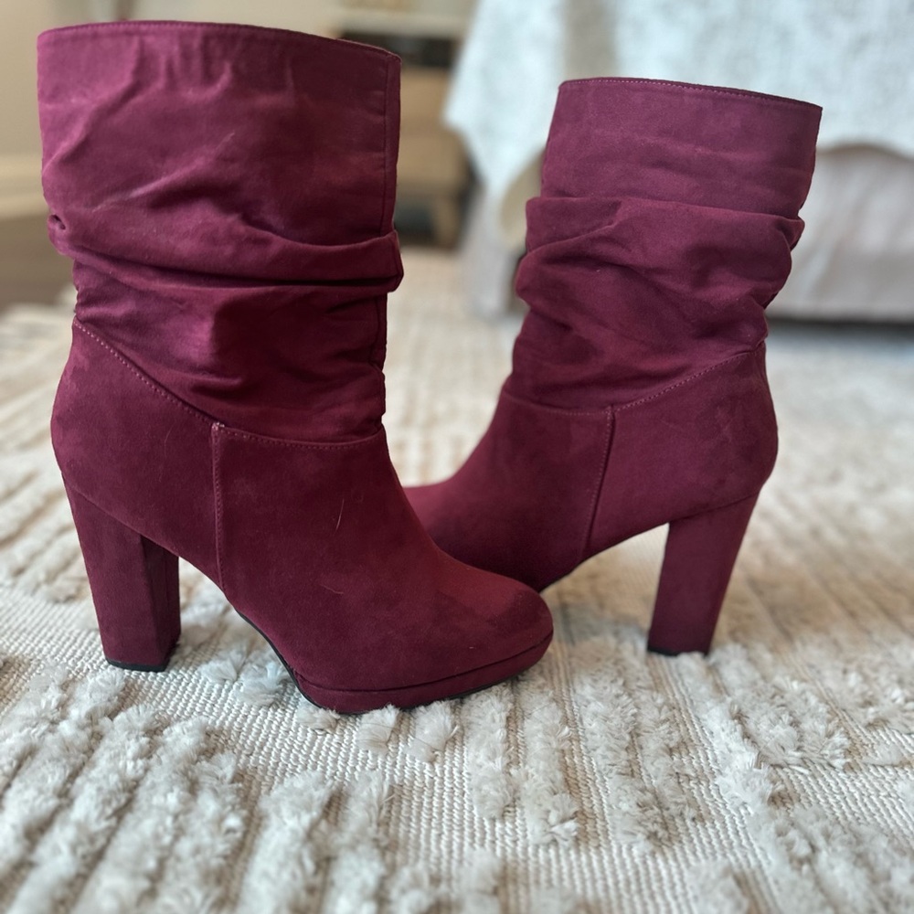 Lulu's Chic Burgundy Heeled Boots